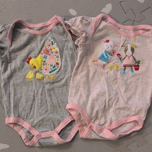 John Deere Gray and Pink Girls Bodysuits.